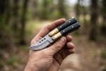 Damascus Balisong Butterfly Knife with Horn and Beautiful Brass Handle Handmade Original Traditional Filipino Butterfly Batanga Knife Black Mamba Knives USA | DB-18