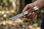 Damascus Balisong Butterfly Knife with Beautiful Stag Handle Handmade Original Traditional Filipino Butterfly Batanga Knife Black Mamba Knives USA | DB-23