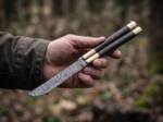 Damascus Balisong Butterfly Knife Original Traditional Filipino Butterfly Batanga Knife with Handmade Brass Handle and Wooden Handle | DB-05