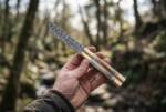 Damascus Balisong Butterfly Knife Original Traditional Filipino Butterfly Batanga Knife with Handmade Brass and Stag Antler Handle Black Mamba Knives USA | DB-13