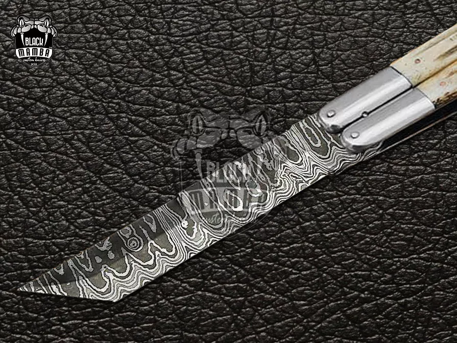 Damascus Filipino Balisong Butterfly Knife – Ladder Pattern | DB-15 - view 4