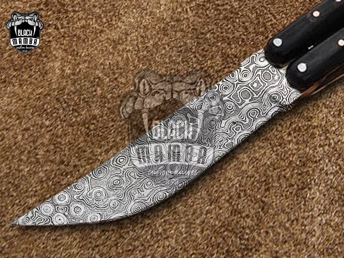 Filipino Balisong Butterfly Knife - Damascus Balisong Butterfly & Ram Horn & Resin - view 4