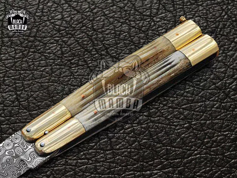 Damascus Balisong Butterfly Knife – Raindrop Pattern | DB-14 - view 3
