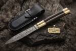 Damascus Balisong Butterfly Knife Original Traditional Filipino Butterfly Batanga Knife with Handmade Steel and Wooden Handle Raindrop Pattern Black Mamba Knives | DB-07