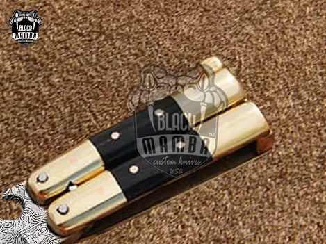 DB-20 Damascus Balisong Butterfly Knife with  Beautiful Brass Handle Handmade Original Traditional Filipino Butterfly Batanga Knife  black mamba knives USA - Image 2