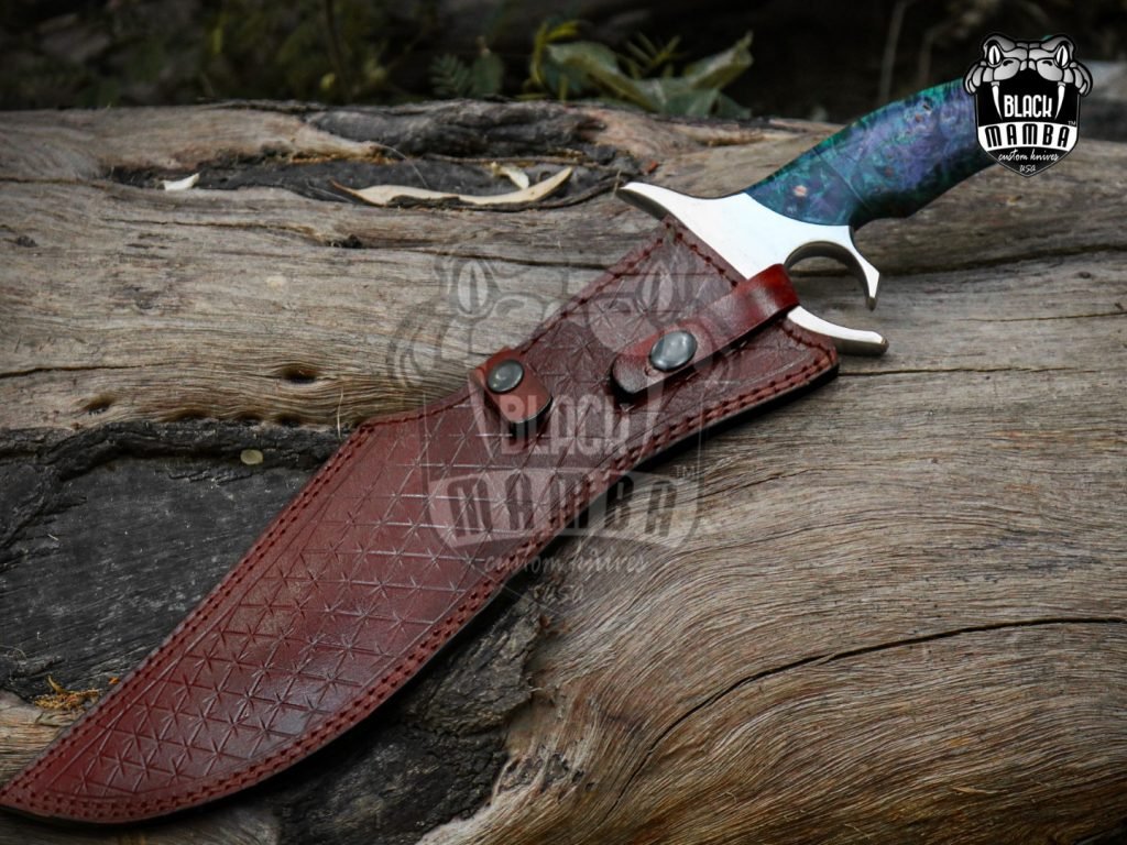 Bmk-UL-03 Python High End Handmade Damascus Steel Mosaic Bowie Knife Hunting Knife 14 inches Blade Made in USA - Image 2