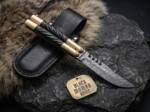 Damascus Balisong Butterfly Knife Original Traditional Filipino Butterfly Batanga Knife with Handmade Brass and Horn Handle Black Mamba Knives USA | DB-09