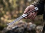 Damascus Balisong Butterfly Knife Original Traditional Filipino Butterfly Batanga Knife with Handmade Steel and Wooden Handle Black Mamba Knives USA | DB-11
