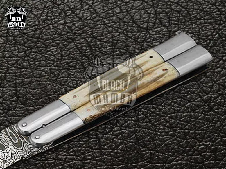 Damascus Filipino Balisong Butterfly Knife – Ladder Pattern | DB-15 - view 5