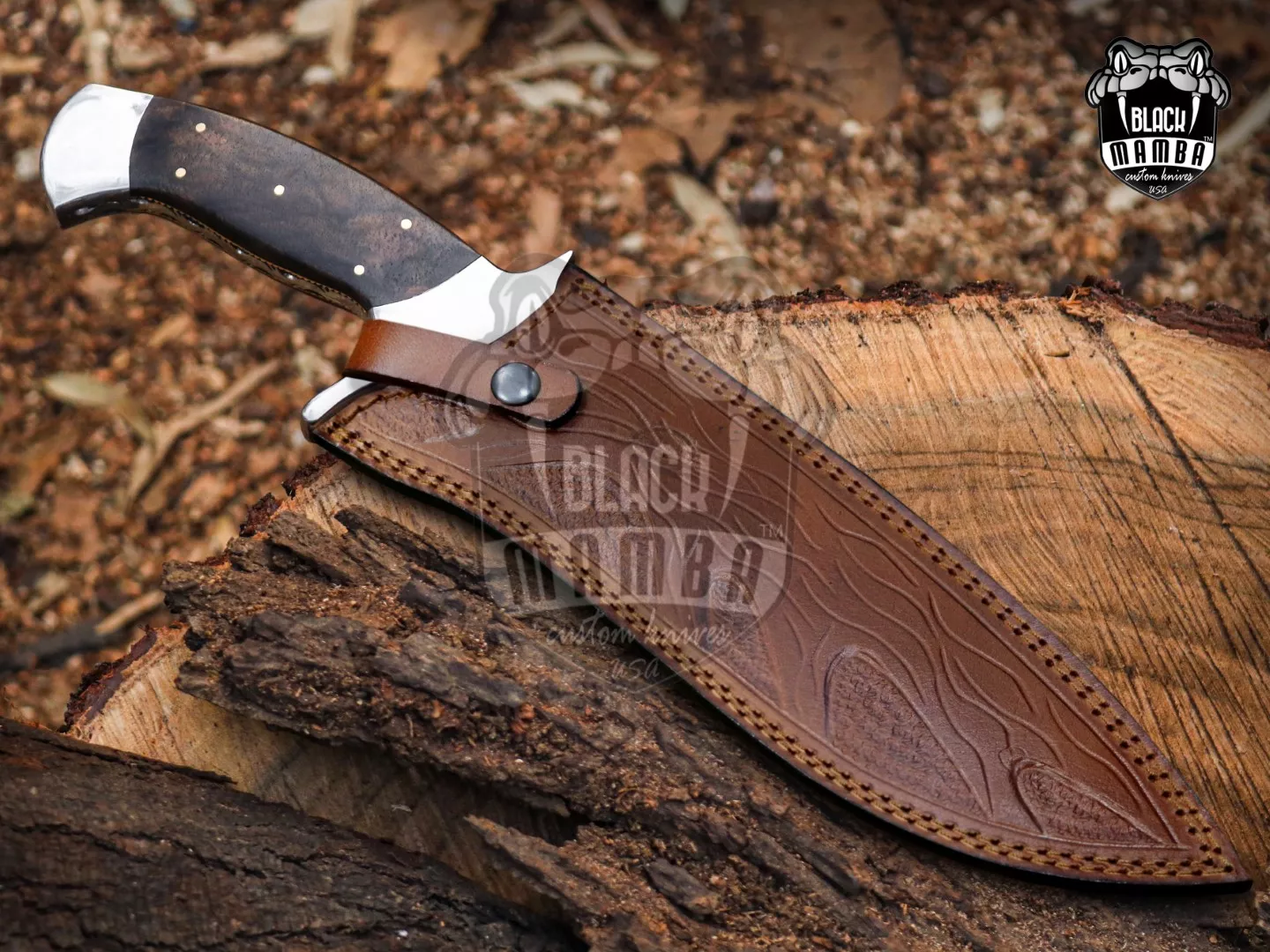 Anaconda - Damascus Bowie Knife, 16″ Overall, Wood Handle - view 2