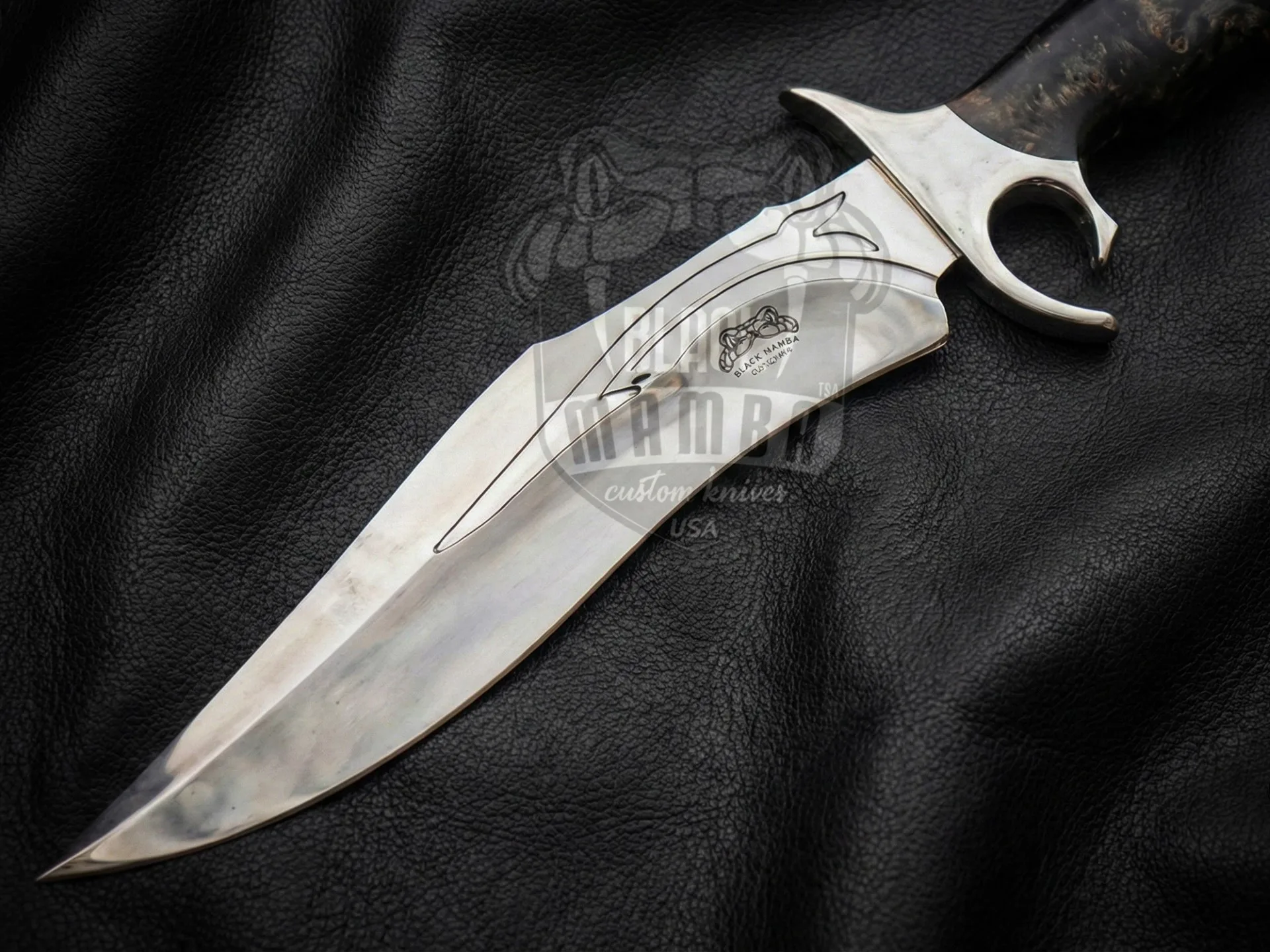 Black Viper - Damascus Bowie Knife, 19″ Overall, Wood Handle - view 6