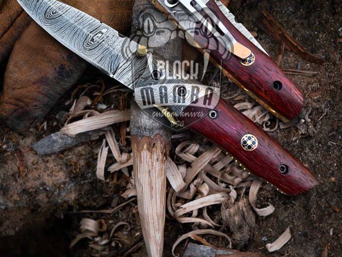 BMK-632 Laticauda 7  Long 3 Blade 5.5oz Damascus Pocket knife handmade folding Clip Knives Damascus blade USA