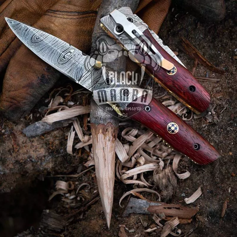 BMK-632 Laticauda 7  Long 3 Blade 5.5oz Damascus Pocket knife handmade folding Clip Knives Damascus blade USA