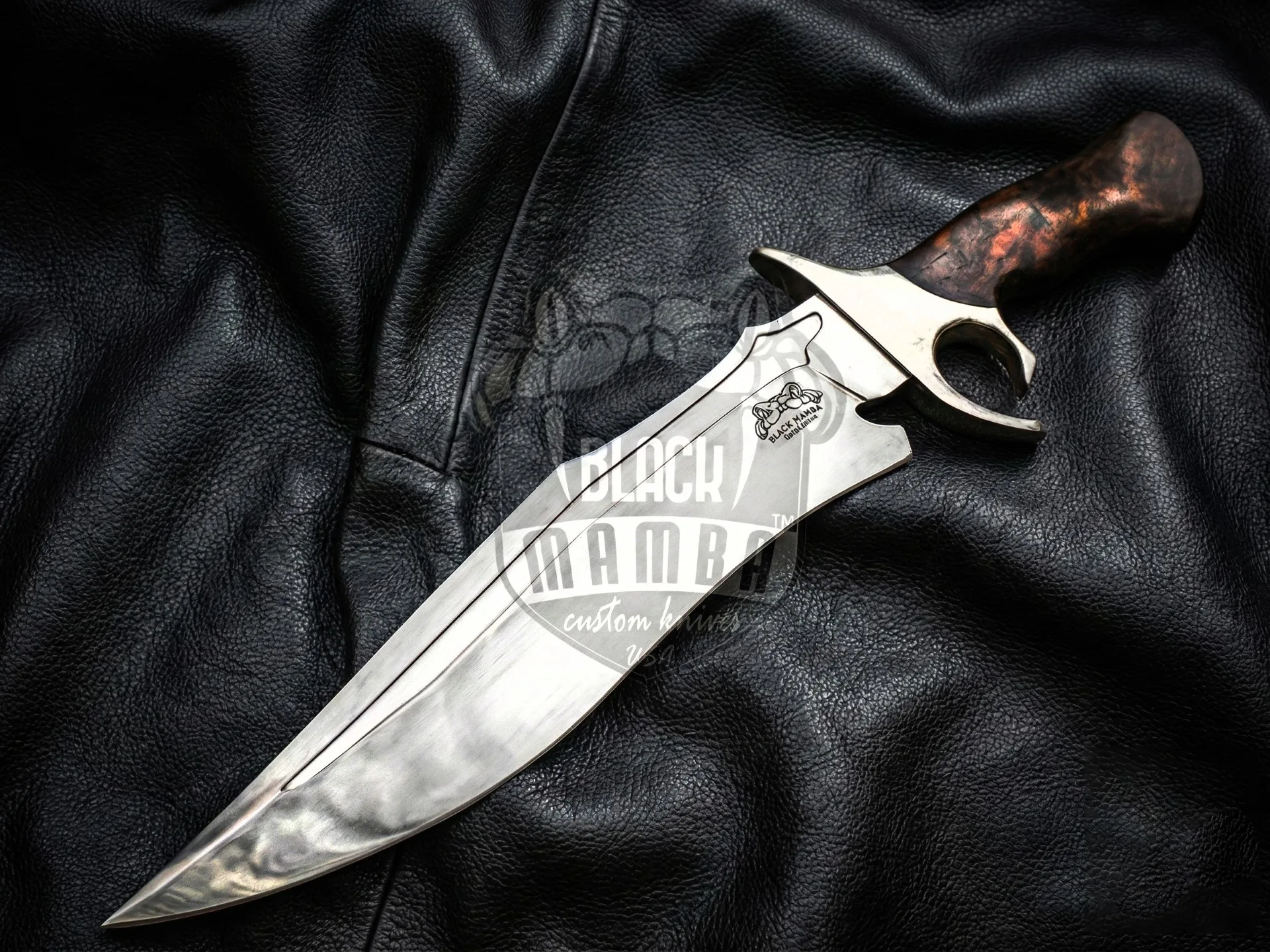 Bmk-UL-10 Brown Bear High End Handmade Forged Steel Bowie Knife Hunting Knife 14 Inches Blade Made in USA