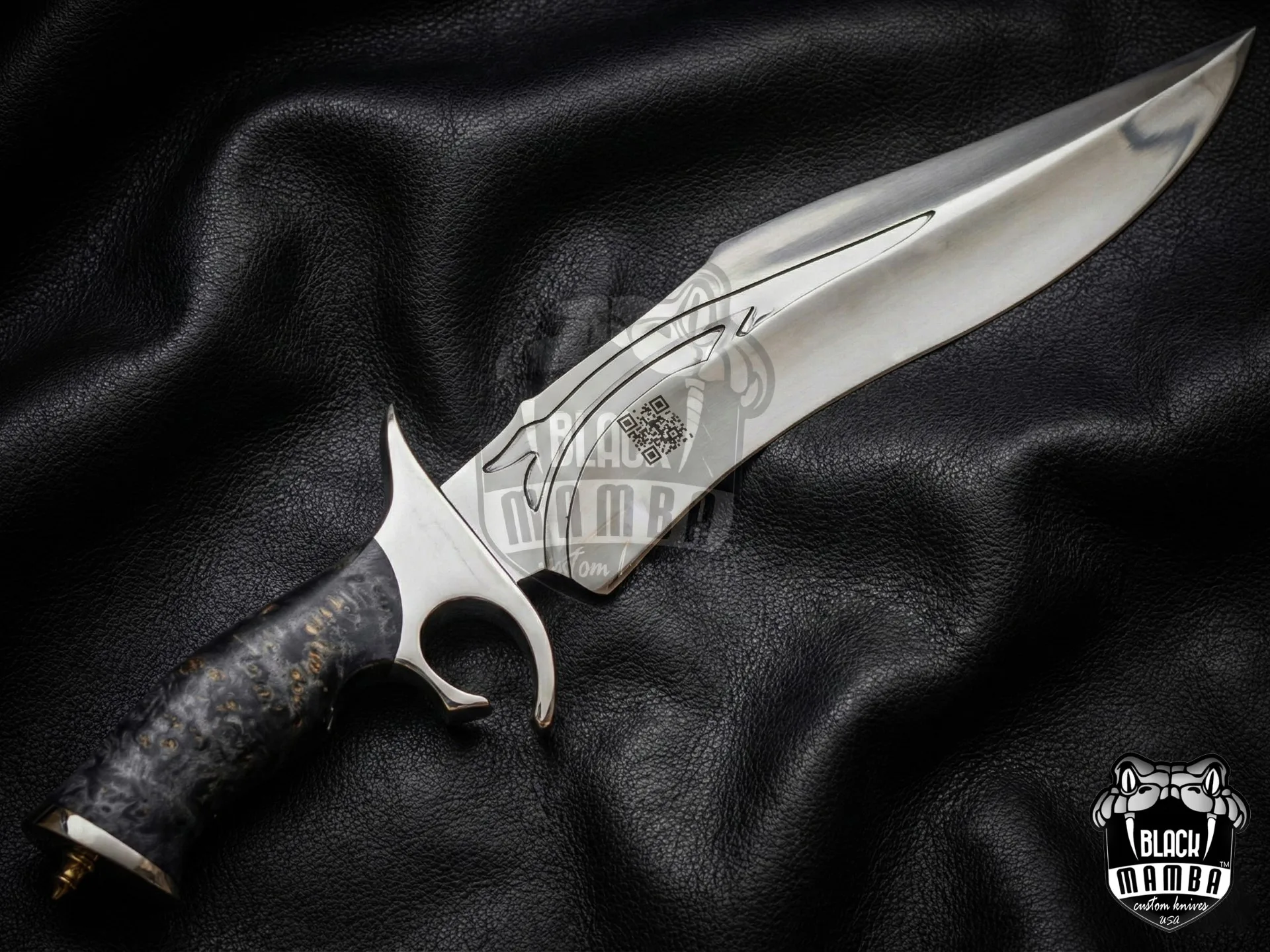 Black Viper - Damascus Bowie Knife, 19″ Overall, Wood Handle - view 7