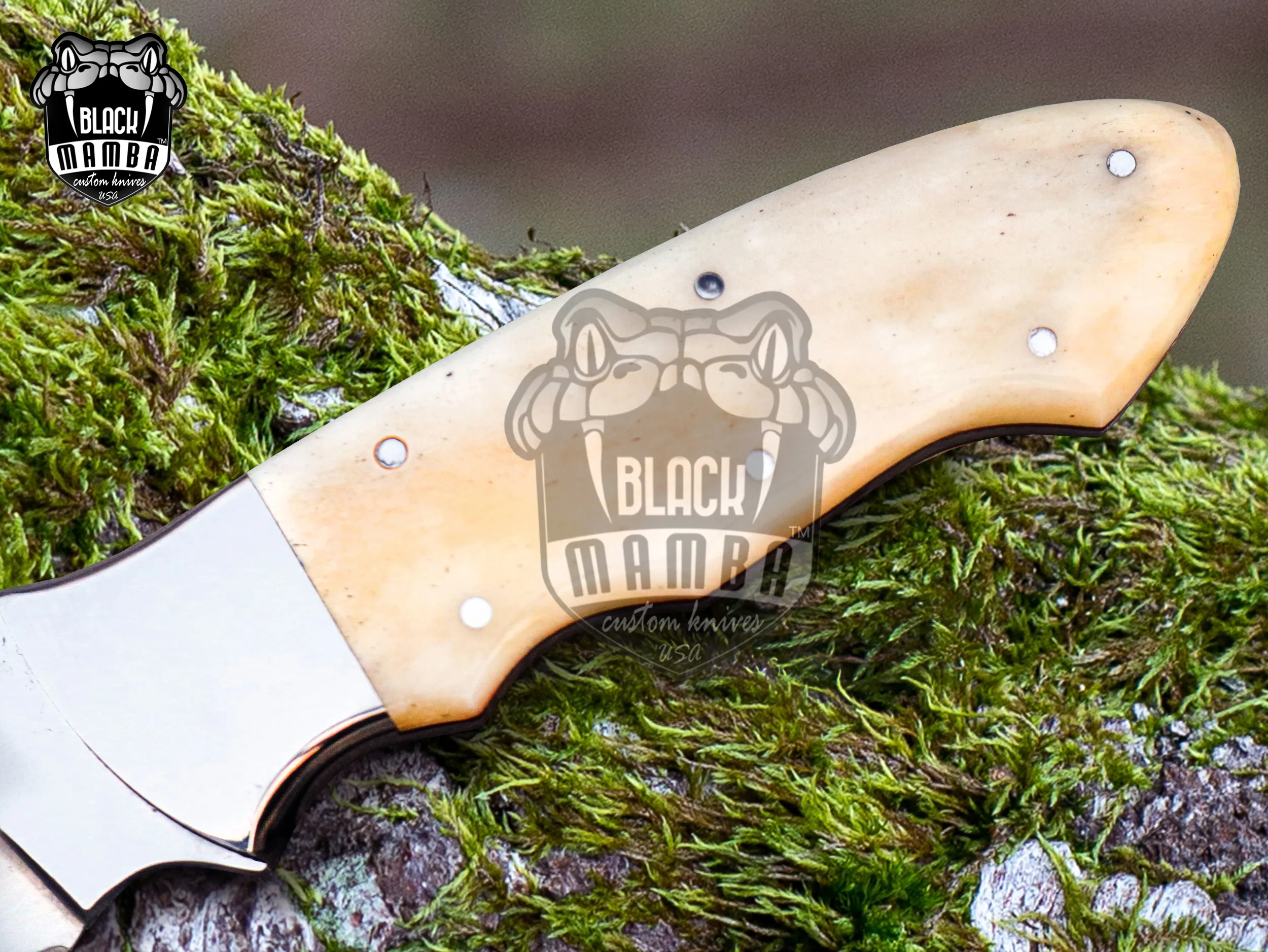 White Lion - Damascus Hunting Knife, 9.4″ Overall, Bone Handle - view 8