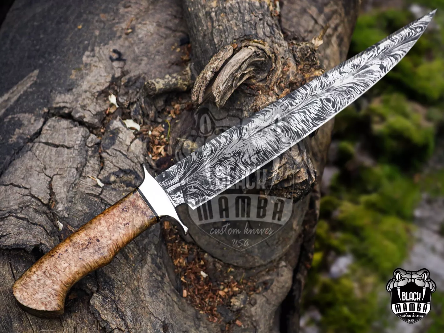 God Fire - 440C Steel Bowie Knife, 18″ Overall, Wood Handle