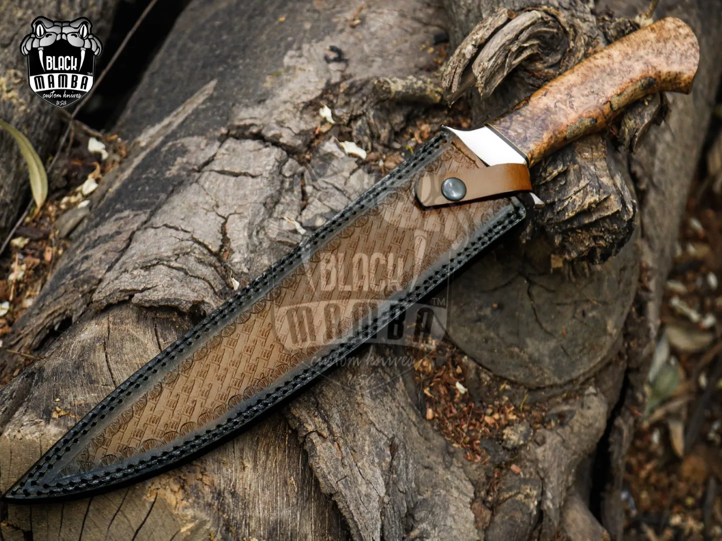 God Fire - 440C Steel Bowie Knife, 18″ Overall, Wood Handle - view 2