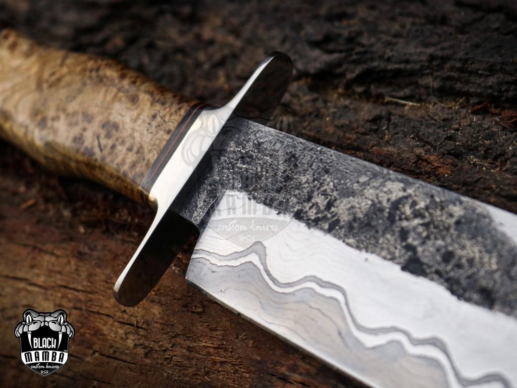 Bmk-UL-02 King Snake High End Handmade Damascus Steel Sanmai Bowie Knife Made in USA - Image 12