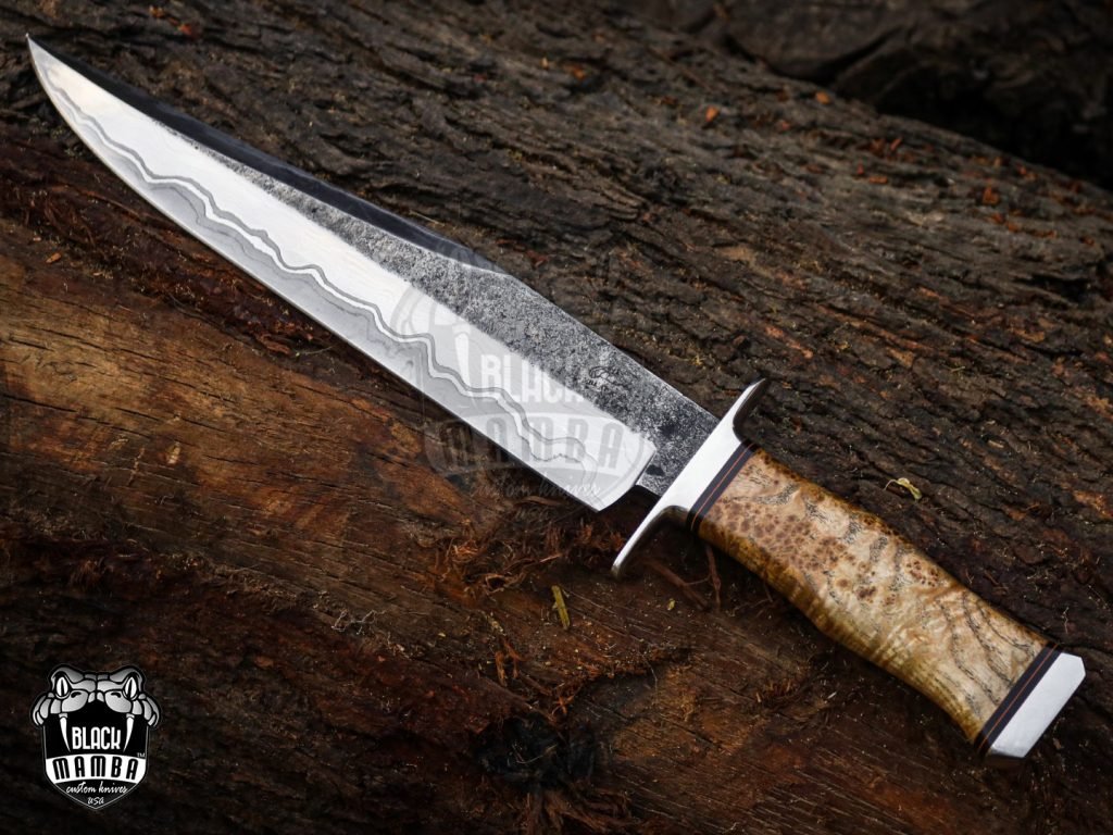 Bmk-UL-02 King Snake High End Handmade Damascus Steel Sanmai Bowie Knife Made in USA - Image 9
