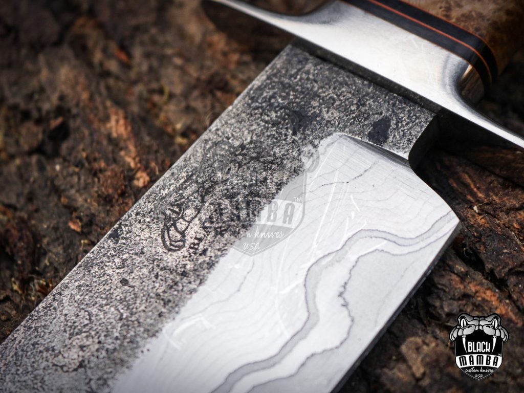 Bmk-UL-02 King Snake High End Handmade Damascus Steel Sanmai Bowie Knife Made in USA - Image 5