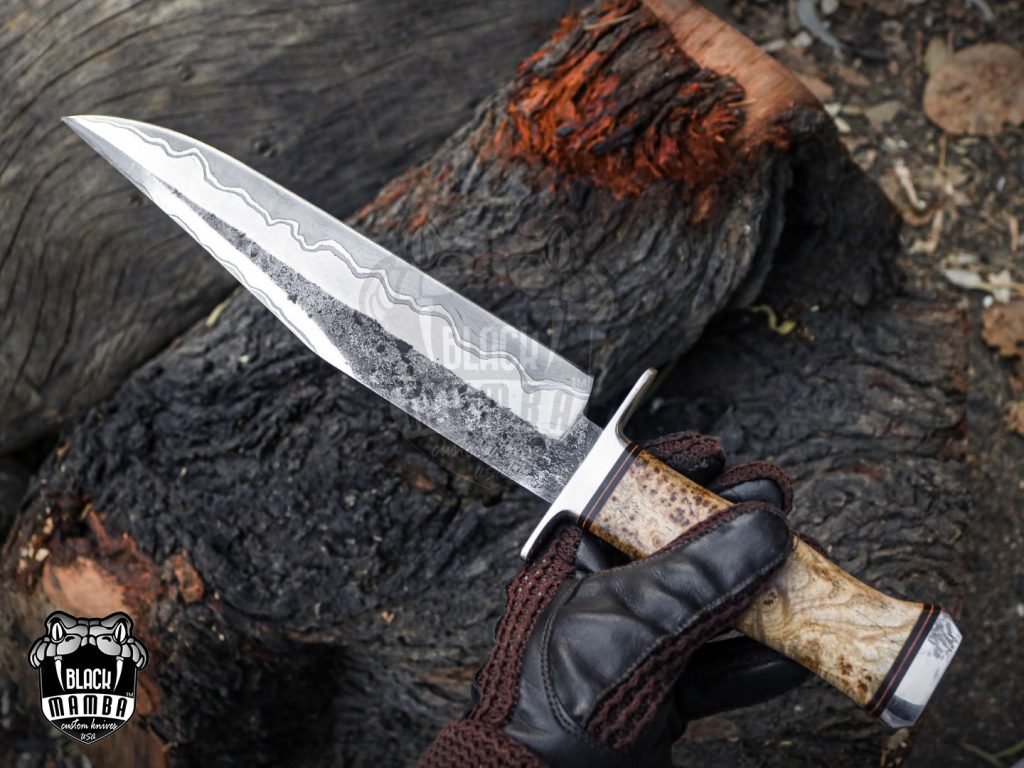 Bmk-UL-02 King Snake High End Handmade Damascus Steel Sanmai Bowie Knife Made in USA - Image 4