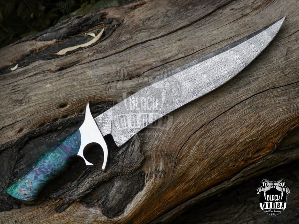 Bmk-UL-03 Python High End Handmade Damascus Steel Mosaic Bowie Knife Hunting Knife 14 inches Blade Made in USA - Image 22