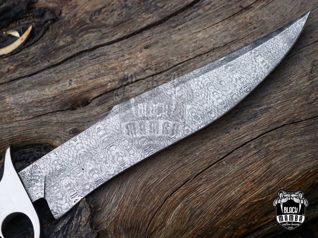 Bmk-UL-03 Python High End Handmade Damascus Steel Mosaic Bowie Knife Hunting Knife 14 inches Blade Made in USA - Image 16