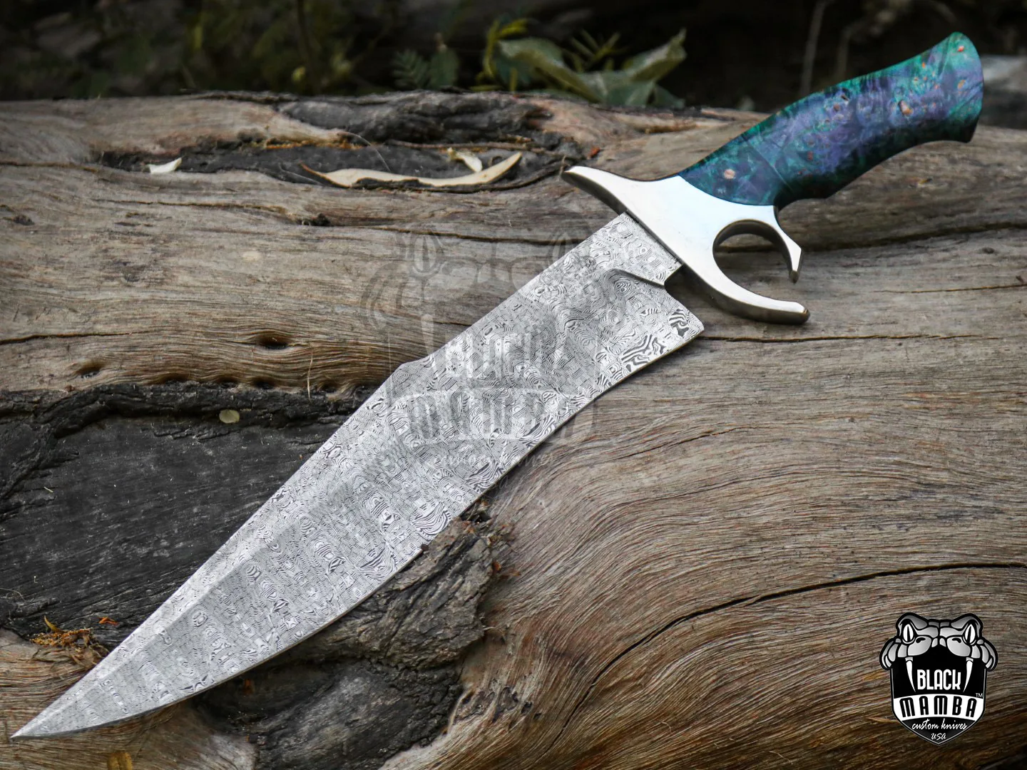 Bmk-UL-03 Python High End Handmade Damascus Steel Mosaic Bowie Knife Hunting Knife 14 Inches Blade Made in USA - view 6