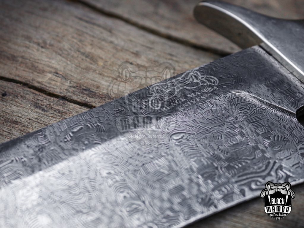 Bmk-UL-03 Python High End Handmade Damascus Steel Mosaic Bowie Knife Hunting Knife 14 inches Blade Made in USA - Image 9