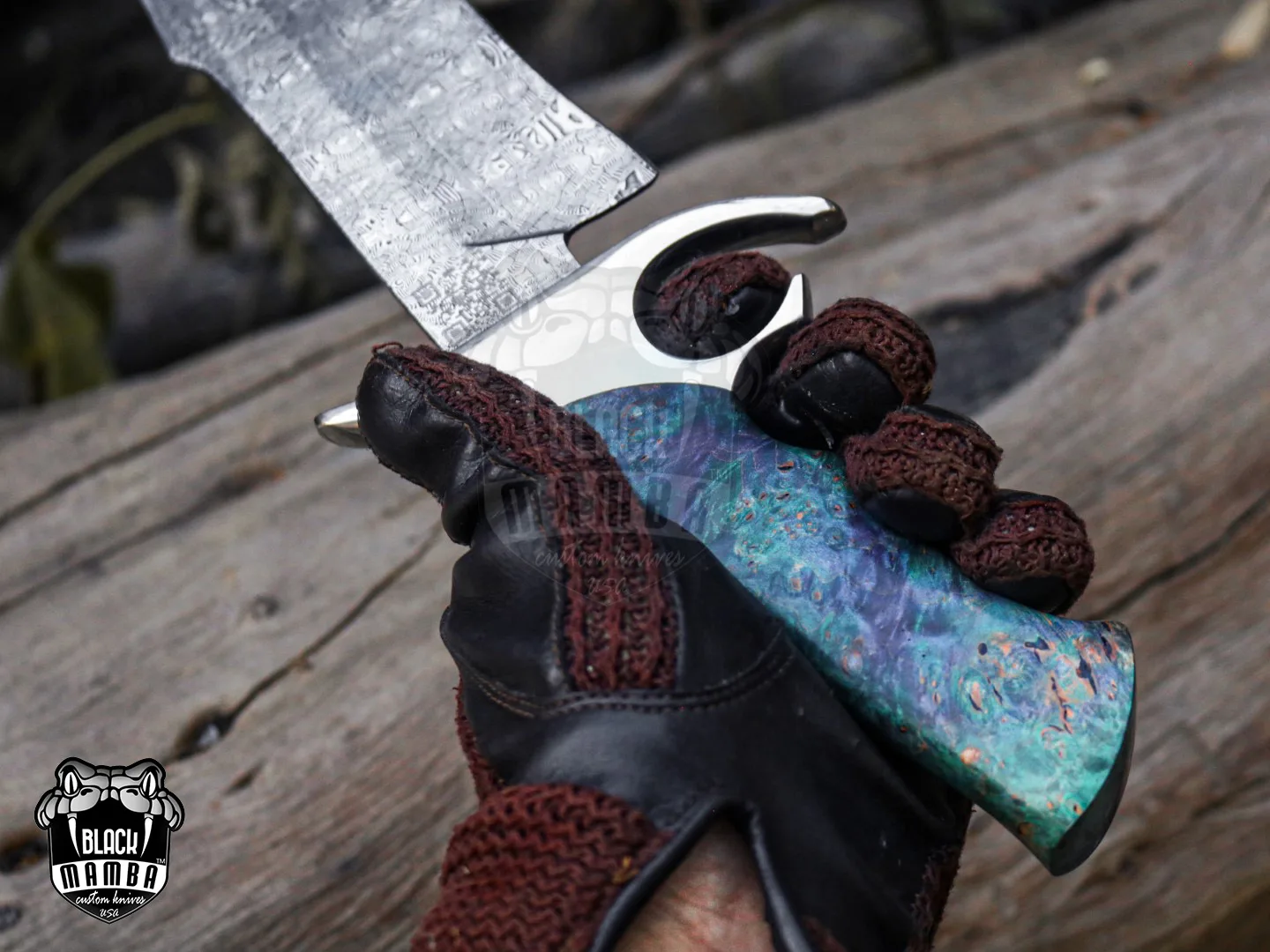 Bmk-UL-03 Python High End Handmade Damascus Steel Mosaic Bowie Knife Hunting Knife 14 Inches Blade Made in USA - view 5