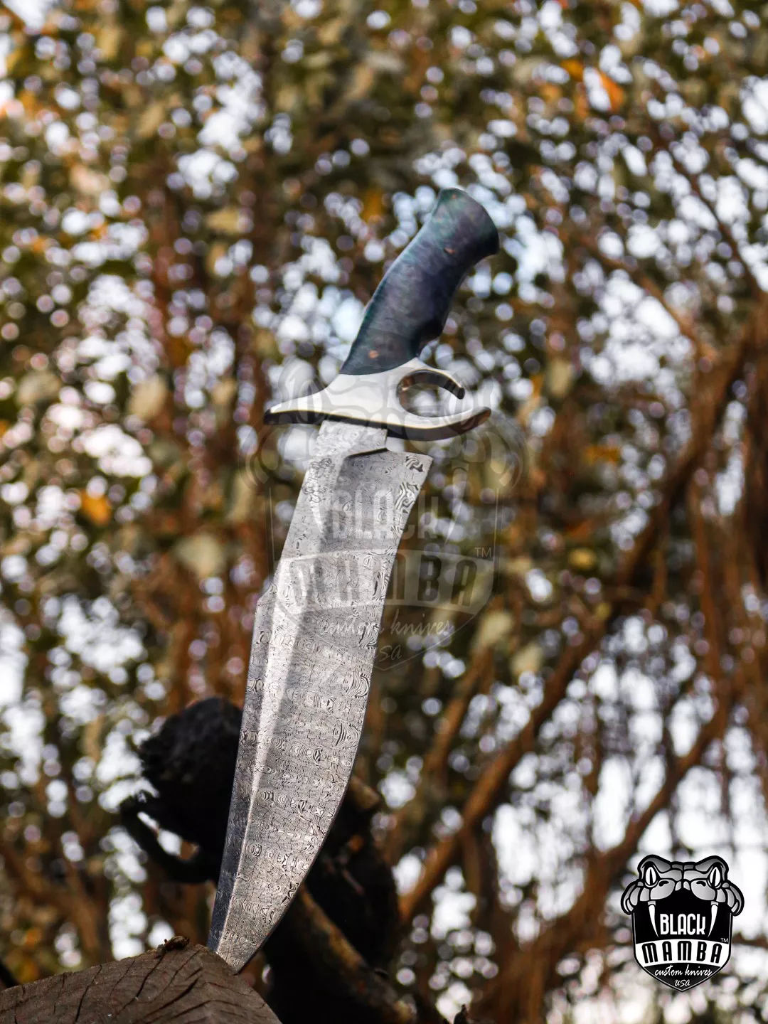 Bmk-UL-03 Python High End Handmade Damascus Steel Mosaic Bowie Knife Hunting Knife 14 Inches Blade Made in USA - view 4