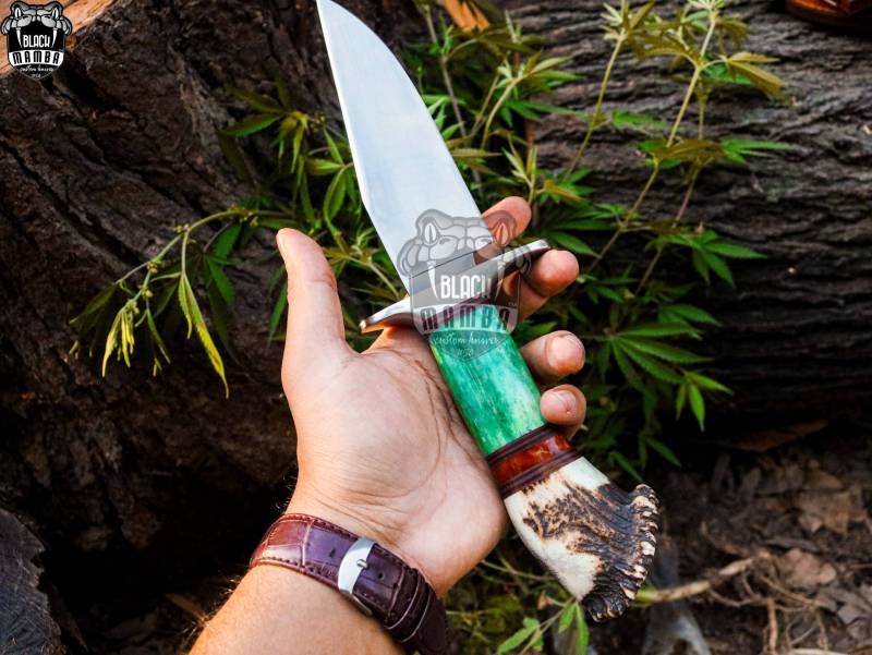 Bmk-UL-14 Green Lizard High End Handmade Forged Steel Knife Hunting Knife 6.2 inches Blade Made in USA - Image 3