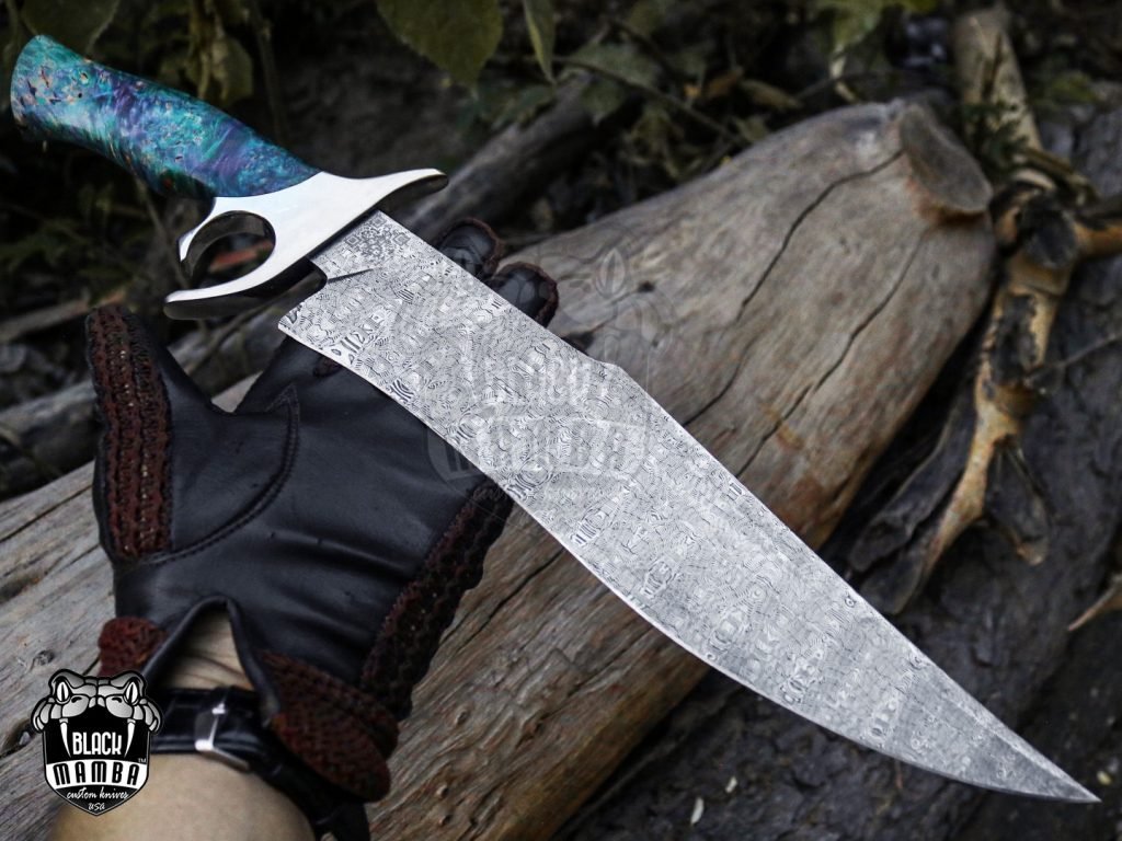 Bmk-UL-03 Python High End Handmade Damascus Steel Mosaic Bowie Knife Hunting Knife 14 inches Blade Made in USA - Image 7