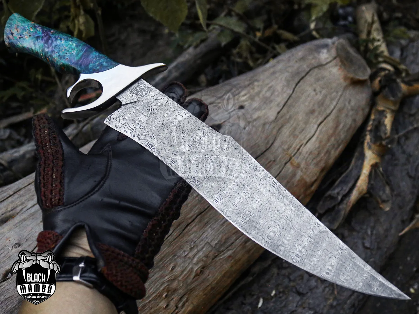 Bmk-UL-03 Python High End Handmade Damascus Steel Mosaic Bowie Knife Hunting Knife 14 Inches Blade Made in USA - view 7