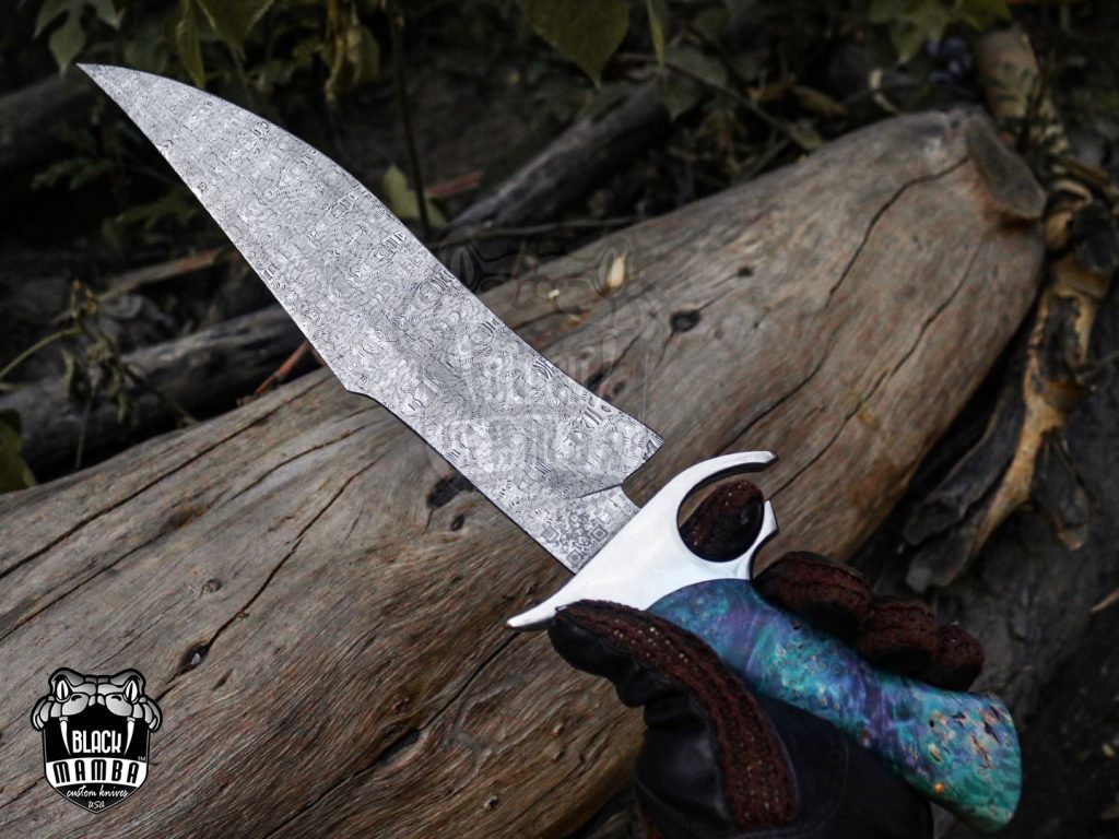Bmk-UL-03 Python High End Handmade Damascus Steel Mosaic Bowie Knife Hunting Knife 14 inches Blade Made in USA - Image 8