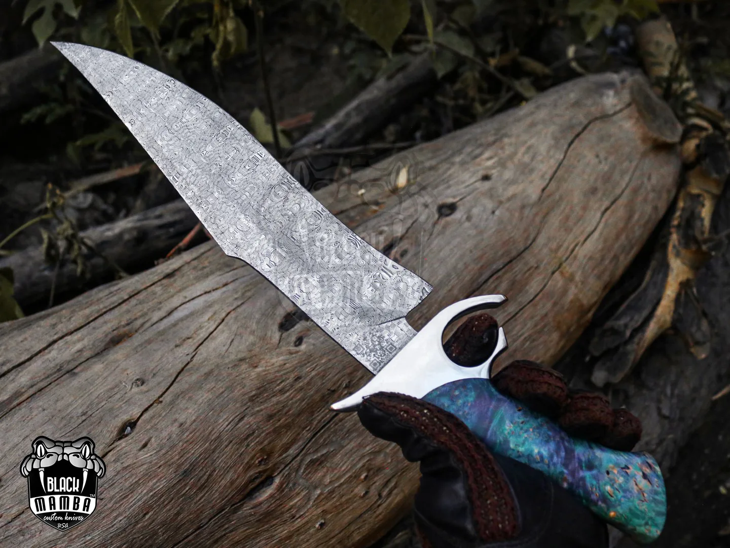 Bmk-UL-03 Python High End Handmade Damascus Steel Mosaic Bowie Knife Hunting Knife 14 Inches Blade Made in USA - view 8