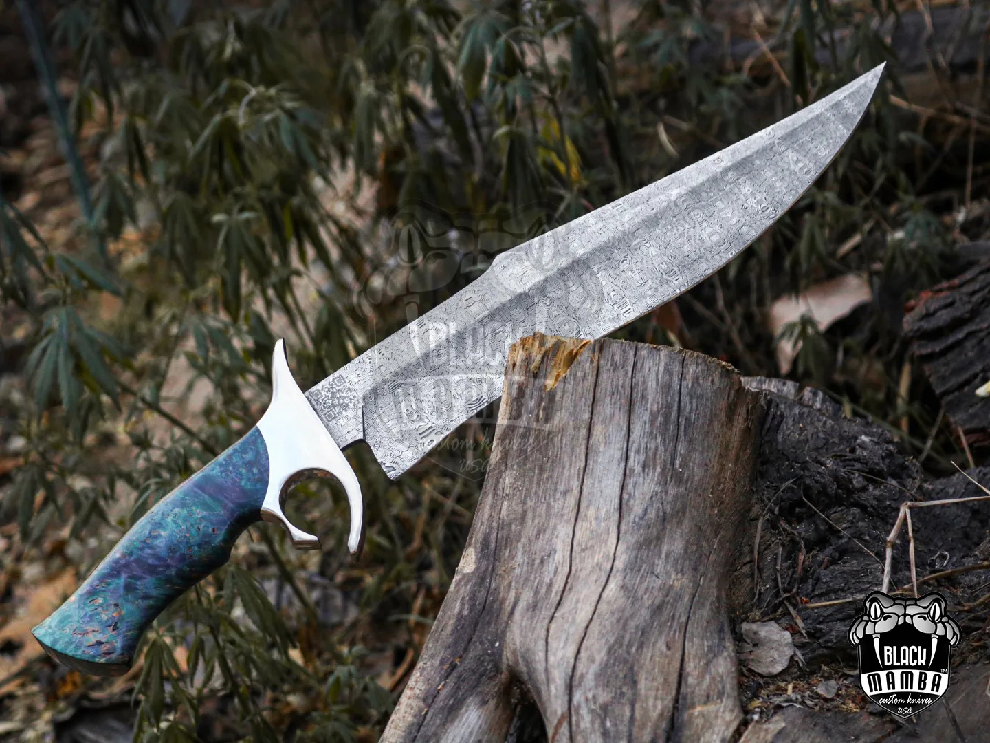 Bmk-UL-03 Python High End Handmade Damascus Steel Mosaic Bowie Knife Hunting Knife 14 Inches Blade Made in USA - view 3