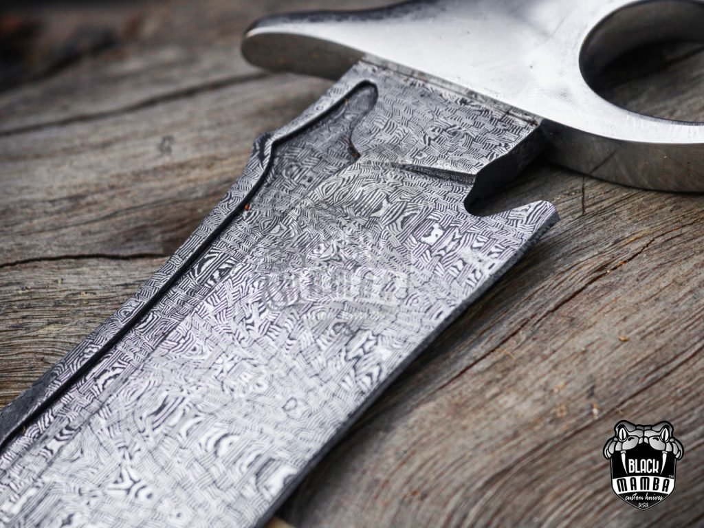Bmk-UL-05 Black Sea High End Handmade Damascus Steel Mosaic Bowie Knife Hunting Knife 13 inches Blade Made in USA - Image 10
