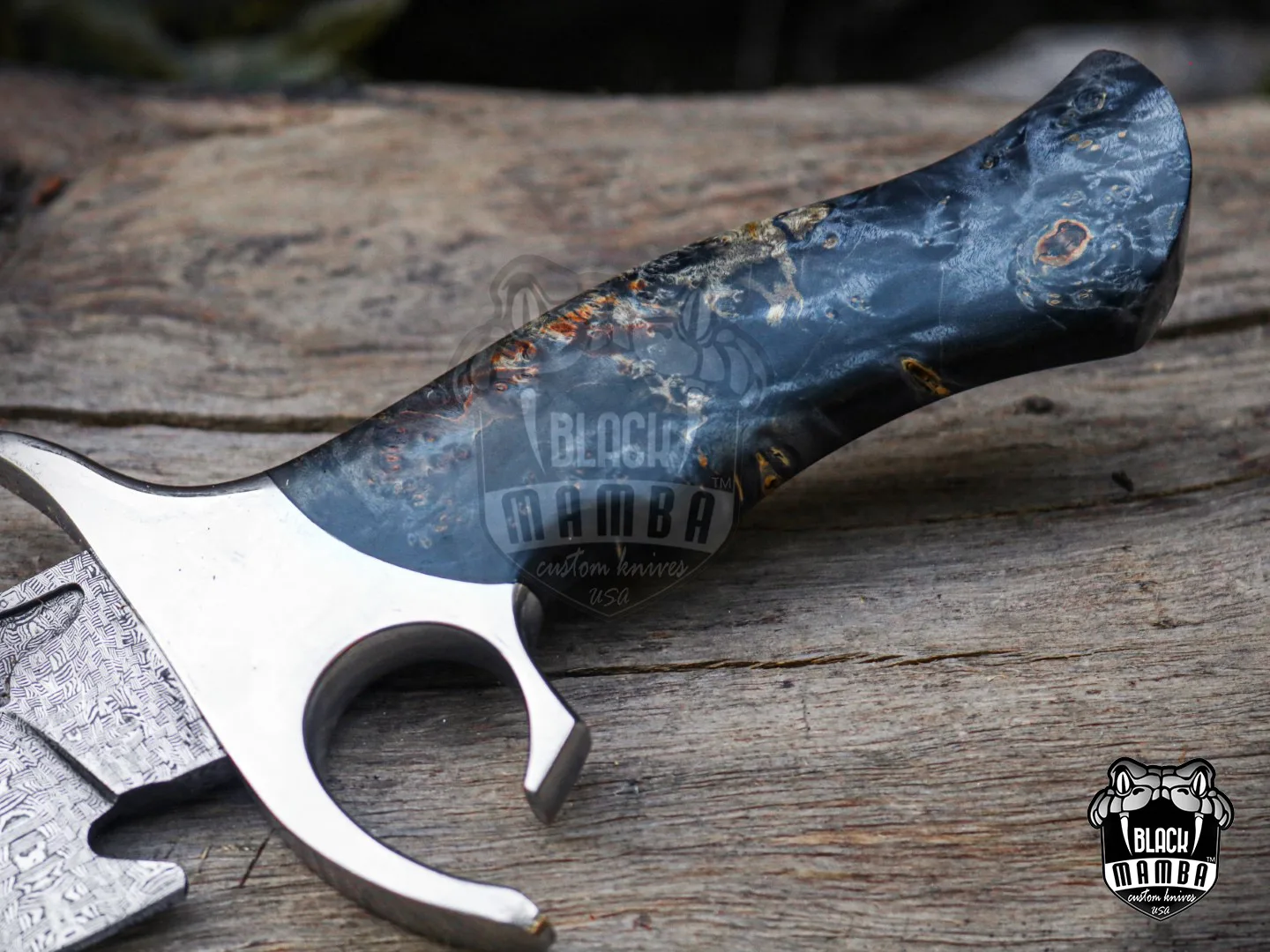 Black Sea - Damascus Bowie Knife, 18″ Overall, Wood Handle - view 12