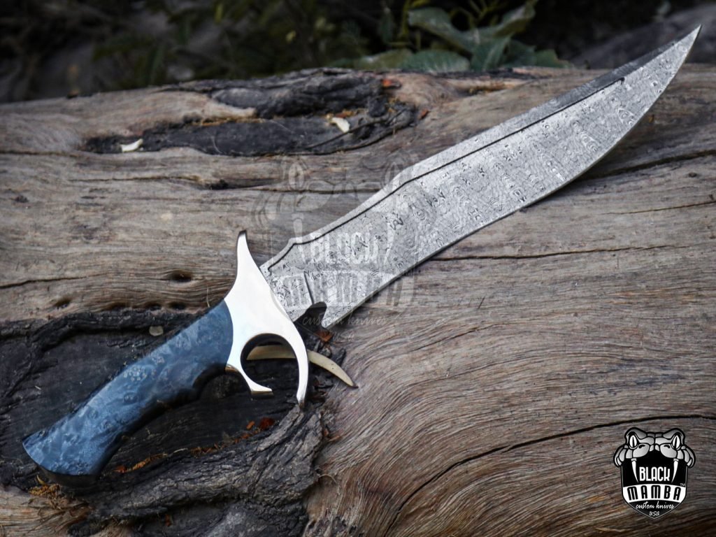 Bmk-UL-05 Black Sea High End Handmade Damascus Steel Mosaic Bowie Knife Hunting Knife 13 inches Blade Made in USA - Image 13