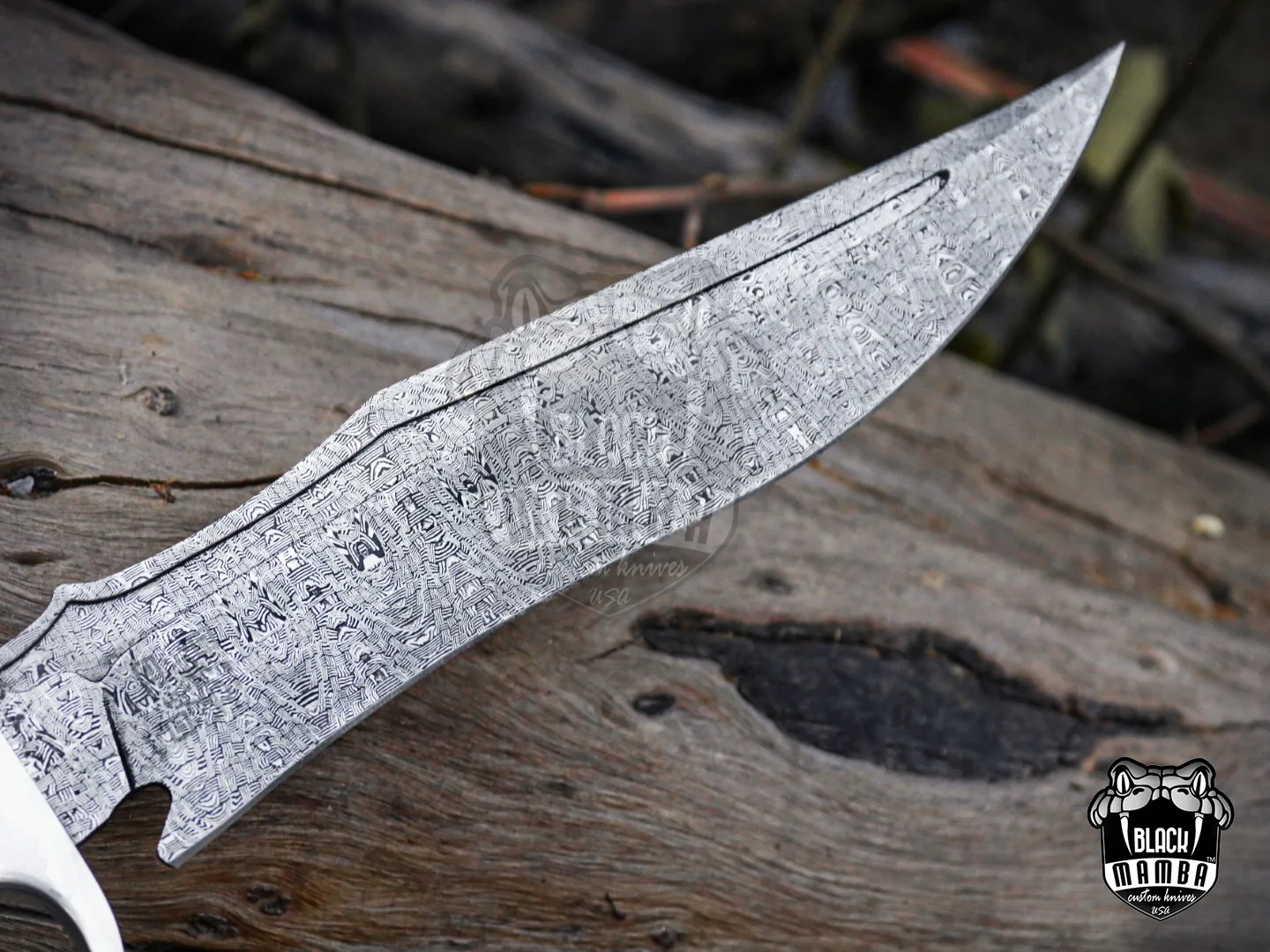 Black Sea - Damascus Bowie Knife, 18″ Overall, Wood Handle - view 14