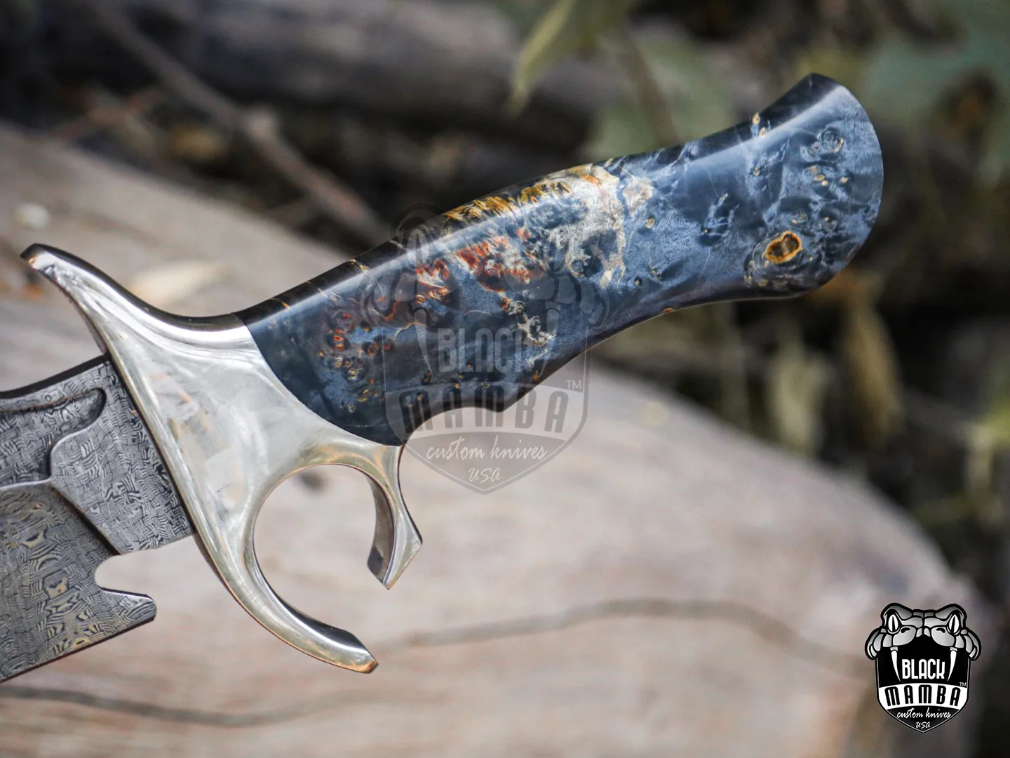 Black Sea - Damascus Bowie Knife, 18″ Overall, Wood Handle - view 5