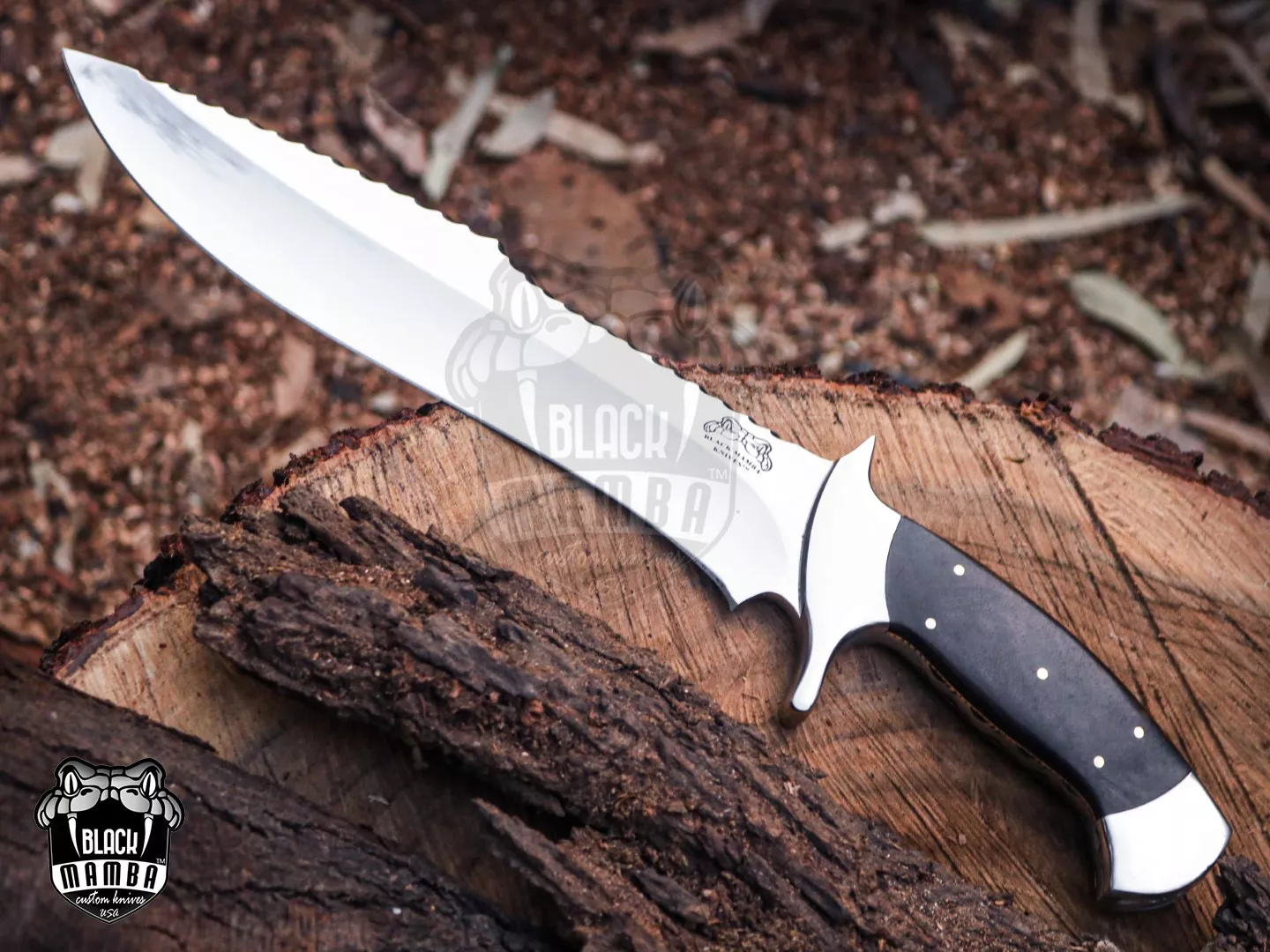 Anaconda - Damascus Bowie Knife, 16″ Overall, Wood Handle - view 6