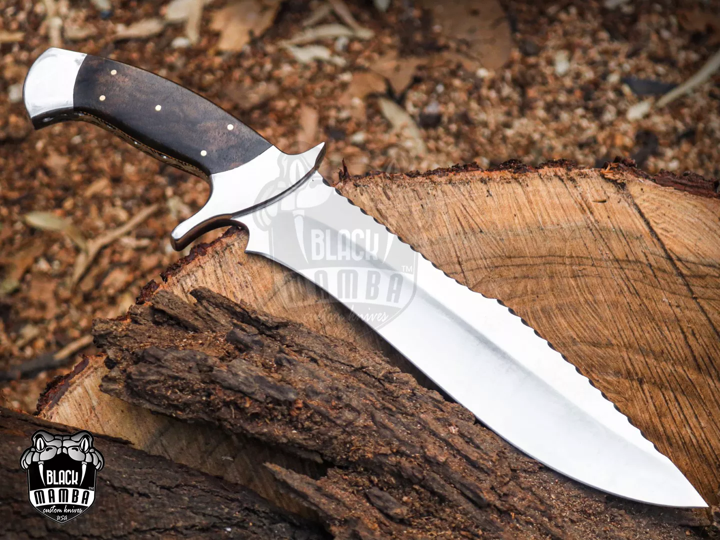 Anaconda - Damascus Bowie Knife, 16″ Overall, Wood Handle - view 7