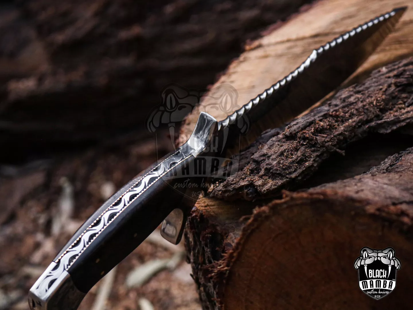 Anaconda - Damascus Bowie Knife, 16″ Overall, Wood Handle - view 8