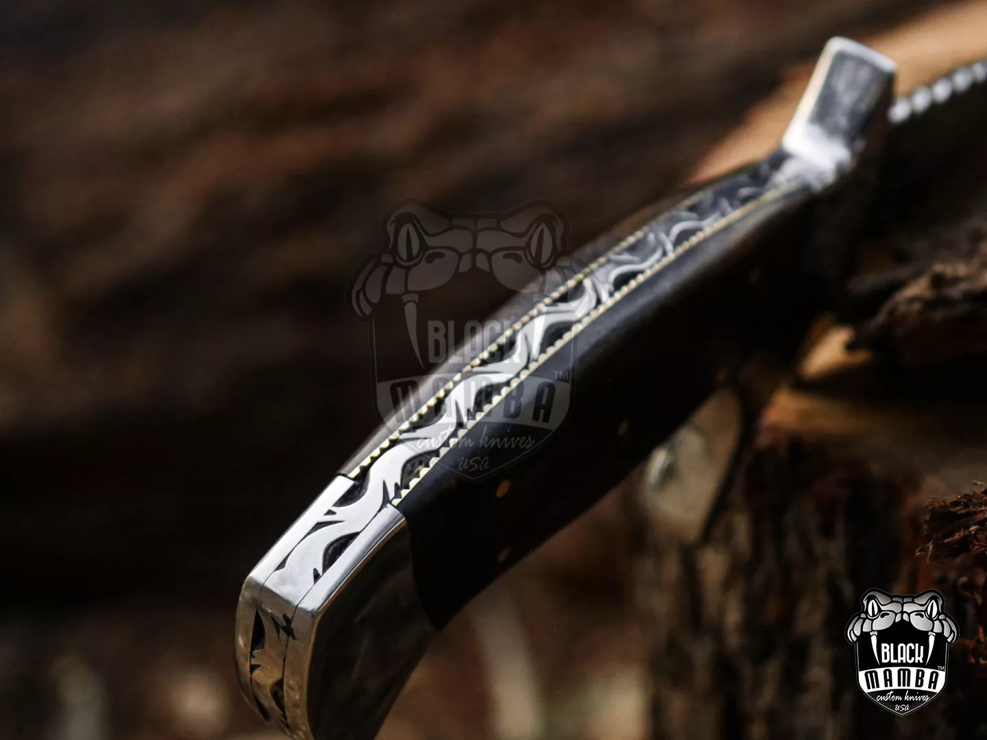 Anaconda - Damascus Bowie Knife, 16″ Overall, Wood Handle - view 9