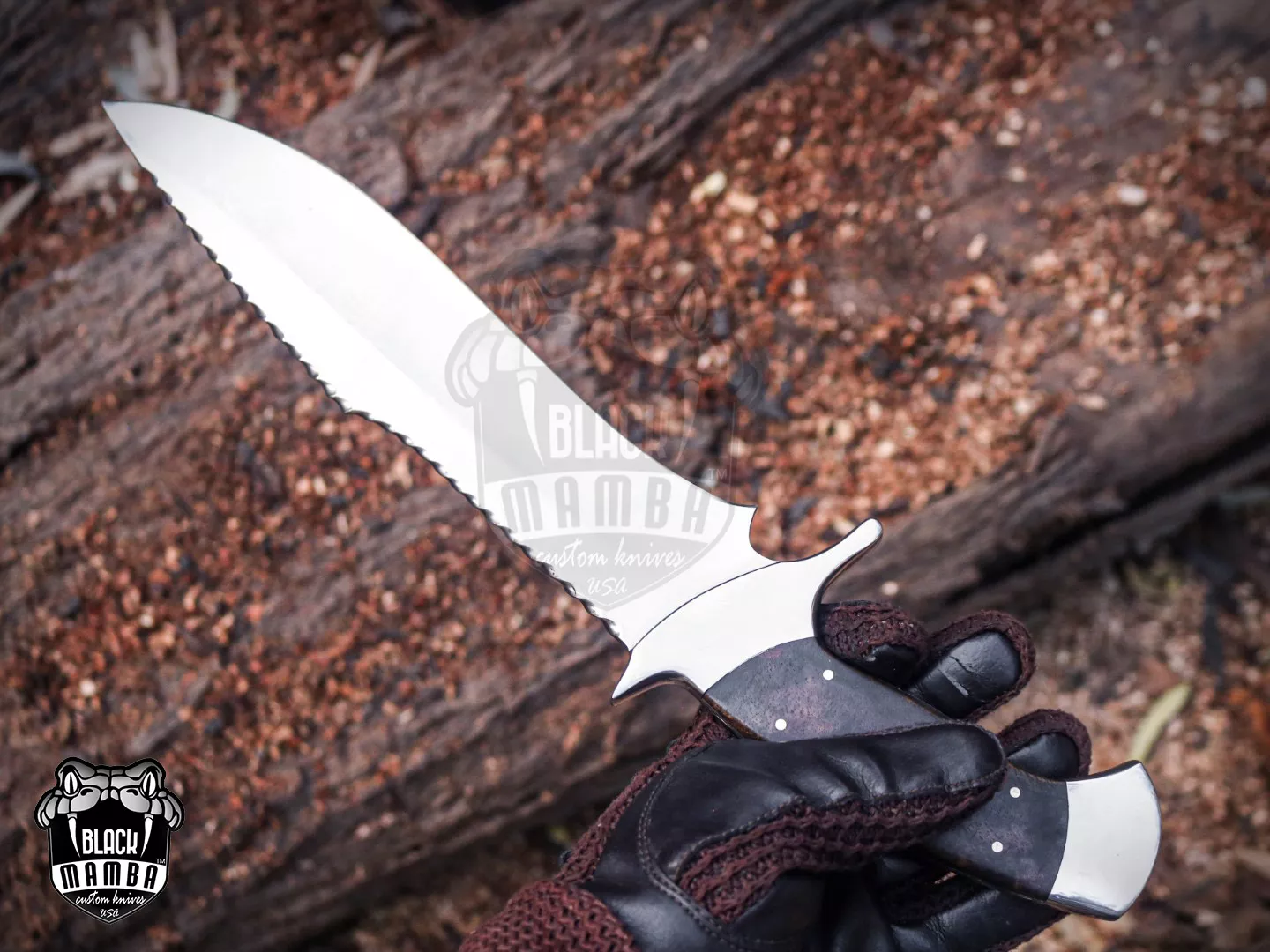 Anaconda - Damascus Bowie Knife, 16″ Overall, Wood Handle - view 5