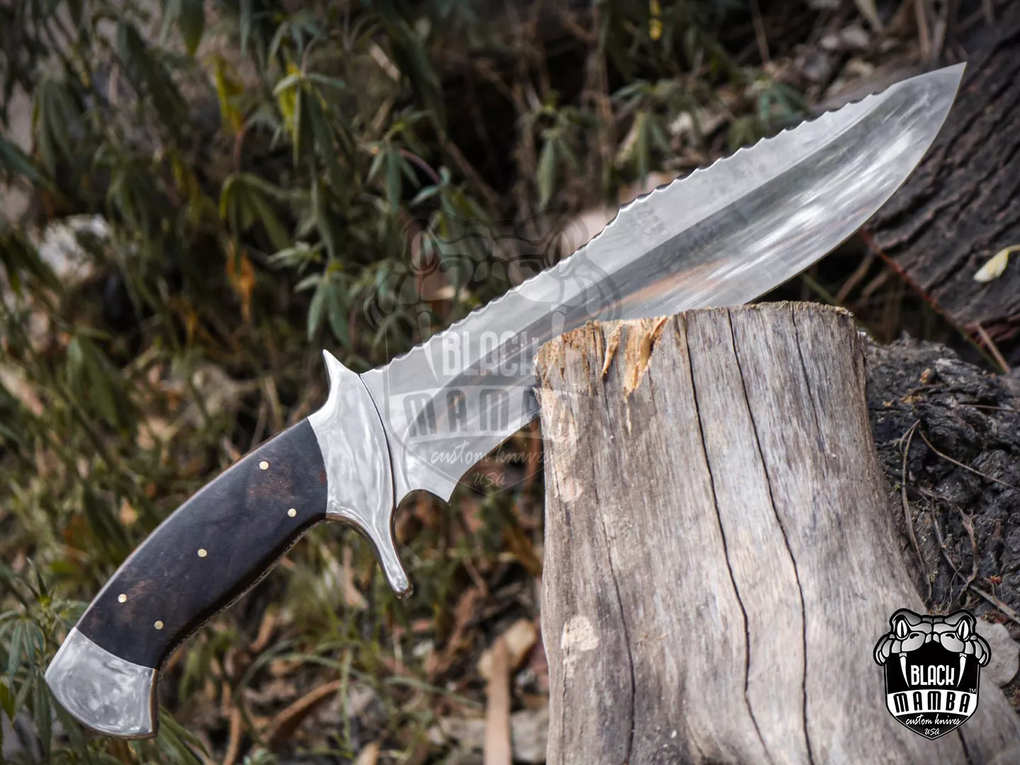 Anaconda - Damascus Bowie Knife, 16″ Overall, Wood Handle - view 4