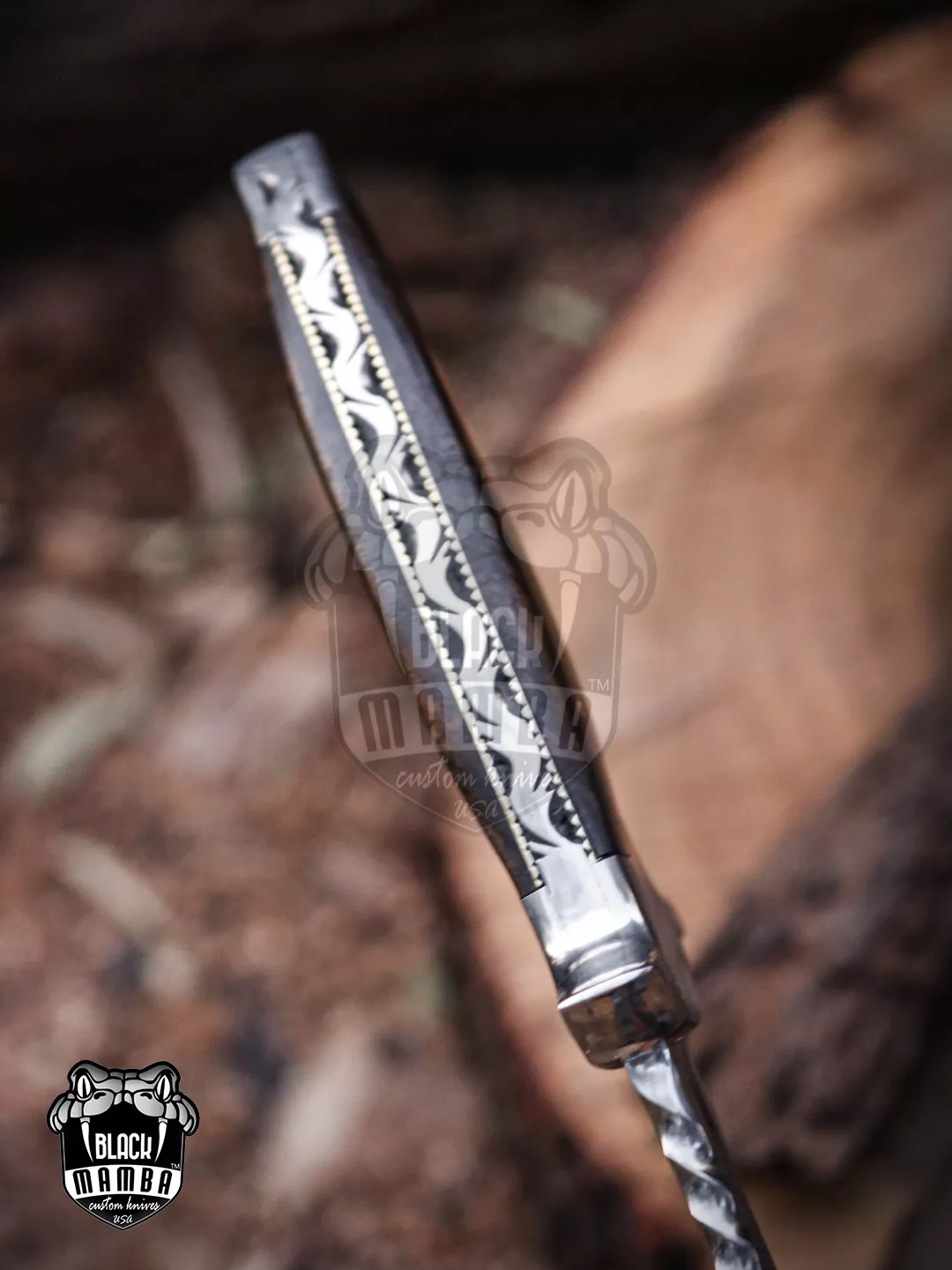 Anaconda - Damascus Bowie Knife, 16″ Overall, Wood Handle - view 12